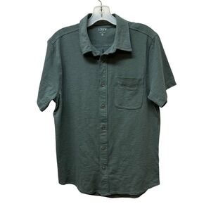 J Crew Short Sleeve Knit Button Down Shirt 100% Cotton Green Men's Size S NEW